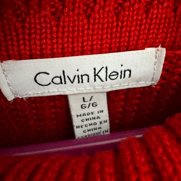 Calvin Klein Turtleneck Red Button Detail Cowl Sweater US Women's L - Picture 5 of 9